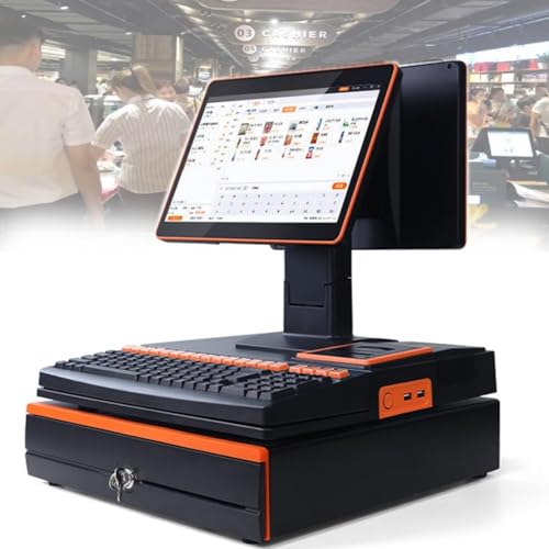 Caja registradora POS, caja registradora con pantalla táctil, ángulo ajustable, 8 GB de RAM, SSD de 128 G, escáner de código de barras para pequeñas empresas, restaurantes.
