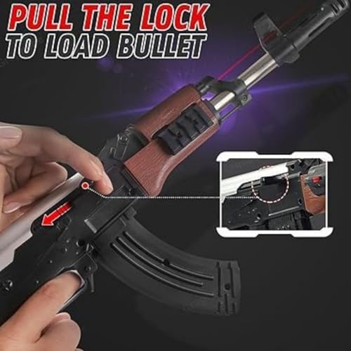 Image of Graphene 1000 Bullets AK 47 Toy Gun for Kids Boys with Laser Light 24 Inch Long Blaster Sniper Rifle Machine Ak47 BB Bullet Gun Shooting Army Pistol Police Gun Toy Not for Kids Below 14 Years