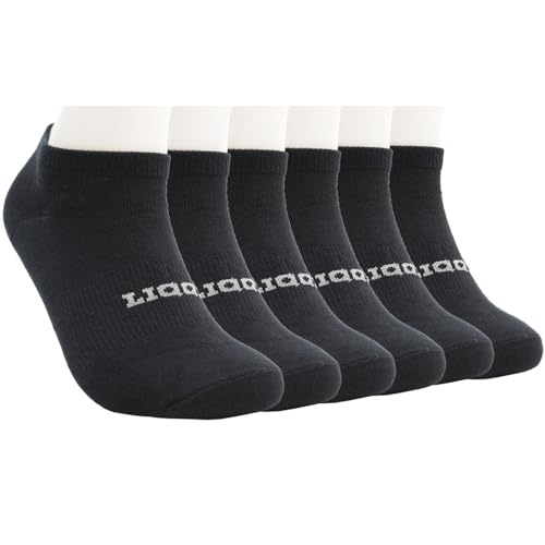 Unisex Women's 6 Pack No Show Low Cut Work Socks with Arch Support Medium Black