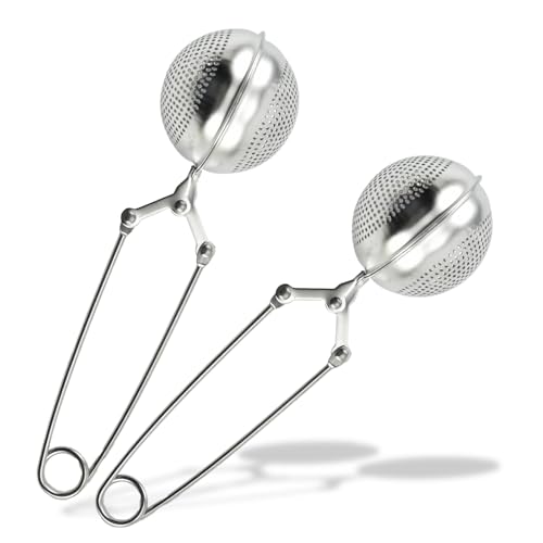 Recopilación de Coladores de té con asa disponible en línea. 46 2 coladores de té de bolas a presión con asa, colador de hojas de té de plata para té de hojas sueltas y especias para triturar, infusor de bolas de té de acero inoxidable