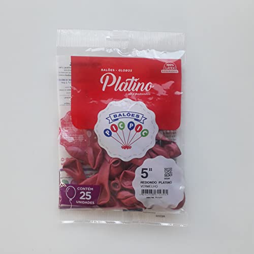 Encontraproduto.com.br - Balão Redondo Platino Vermelho Tamanho 5 c/25 - Pic Pic
