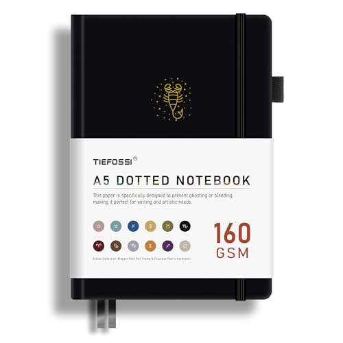 TIEFOSSI Bullet Dotted Journal, Papel Grueso de 160GSM, Cuaderno de Puntos con Constelaciones, Cuaderno de Escorpio para Mujeres, 256 Páginas de Cuadrícula de Puntos Numerados