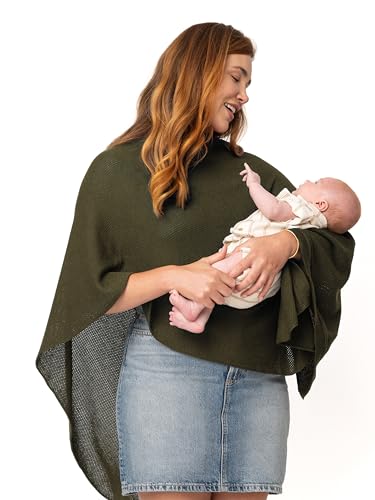 Image of We are Amma | The Cocoon™ - Newborn Essentials Must Haves: Nursing Cover for Breast Feeding Essentials | Nursing Sweater Used as Breastfeeding Cover (Olive, Plus Size)