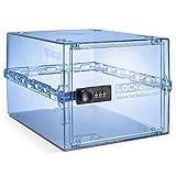 Lockabox One™ | Premium Medicine Lock Box | Medium Medication Lock Box With Code For Medicines, Vitamins & Supplements | External Size 12 x 8 x 6.6 inches (Light Medi Blue)