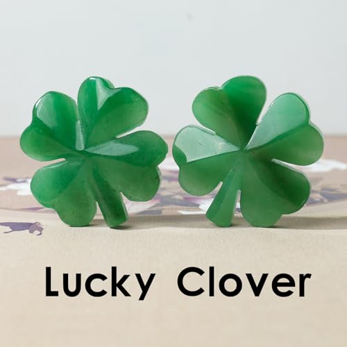 Image of Runyangshi Natural Crystal Green Aventurine Four Leaf Clover Healing Stone Sculpture Hand-Carved Crafts Symbolizes Love Health Glory Riches Reiki Gemstone Home Decor Gift (Upgraded Version)