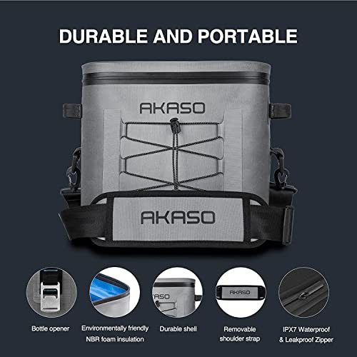 Image of AKASO Soft Cooler Bag 24 Cans Portable Insulated Cooler Bags for Men Reusable Leakproof Cooler Bags for Camping Beach Travel Picnic Boating Fishing Outdoor