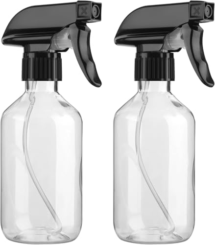 Likealot 2 Pack Leakproof Spray Bottles 300ml - Adjustable Nozzle (Mist/Jet) Refillable PET Plastic for Hair Cleaning Plants Travel | BPA-Free No-Spill Design Salon & Home Essentials (Clear)