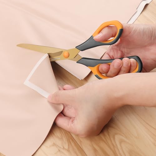 Titanbeschichtete Asdirne Schere, Premium-Allzweckklingen, ultrascharf, bequemer Griff, ideal für Handwerk, Büro, Schule und Alltag, Schwarz/Orange, 21,8 cm, 3 Stück