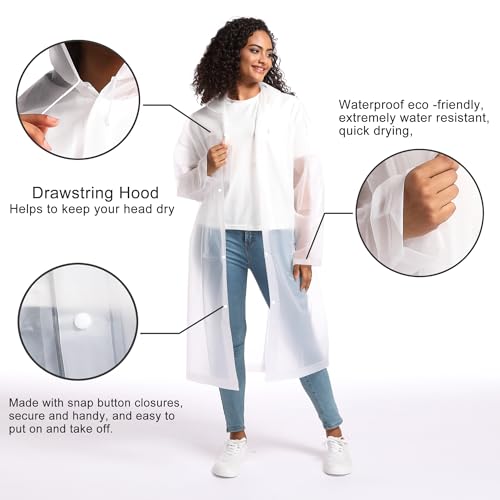 Rain Ponchos for Adults Raincoats (2 PACK)– Reusable Rain Jackets Emergency Rain Ponchos with Hooded4