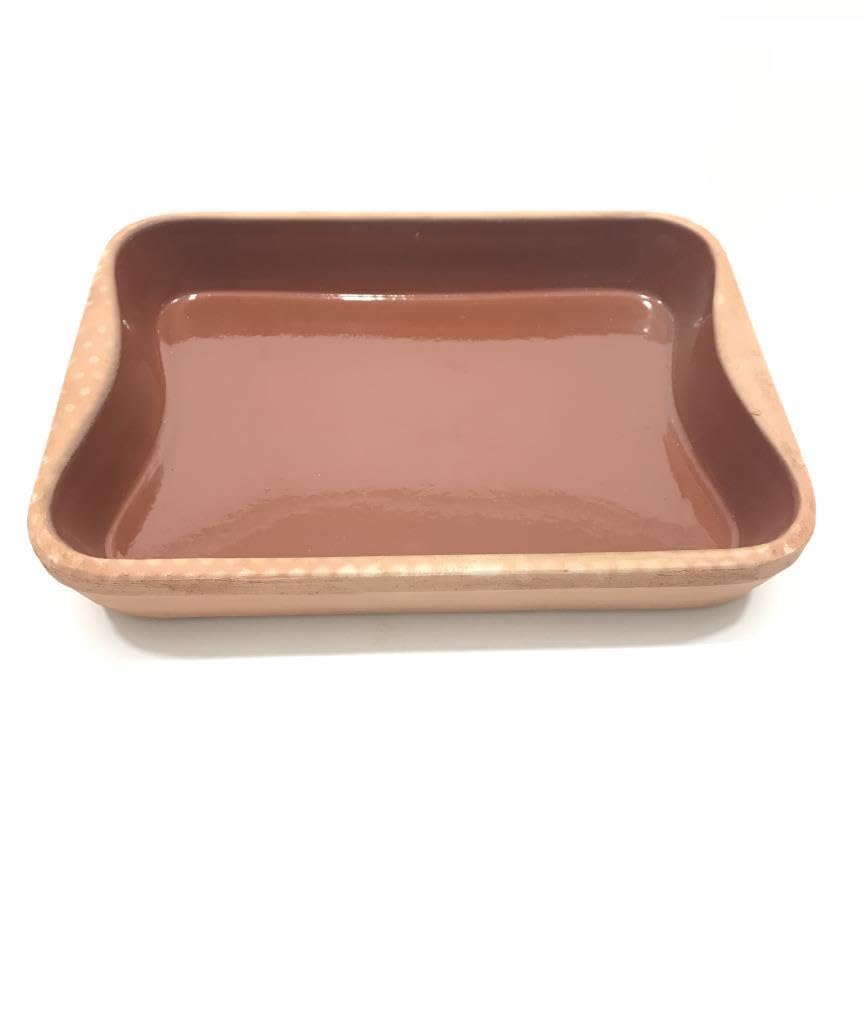 Borcam Stil Toprak Güveç Kabı 32x23x5cm Yüksek Ateşe Dayanıklı Dikdörtgen Toprak Güveç Fırın Tepsisi