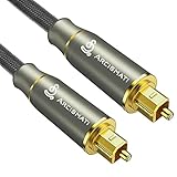 Arcismati Digital Optical Audio Cable Nylon Braided, Toslink, Aluminum Shell, Gold-Plated for Sound Bar, Home Theater, TV, PS4, Xbox, Playstation, 6.6 Feet