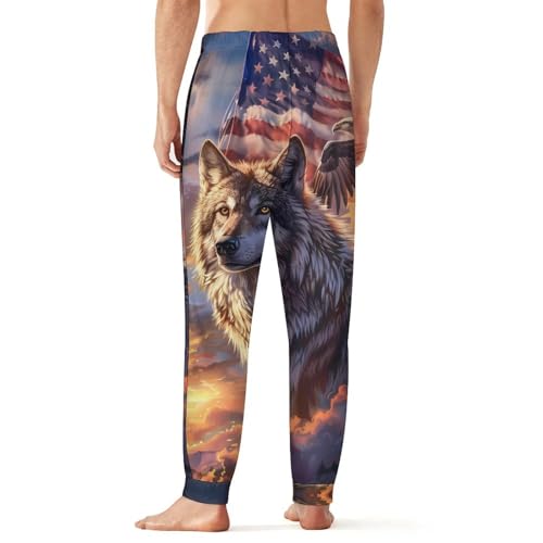 Wolf American Flag Eagle Men's Pajamas Soft Sleep Pants Casual Sweatpants Pjs Sleepwear for Home2