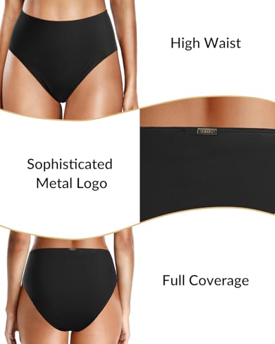 Zmart High Waisted Bikini Bottoms - Women's Full Coverage Bathing Suit Tummy Control Swimsuit Bottom3
