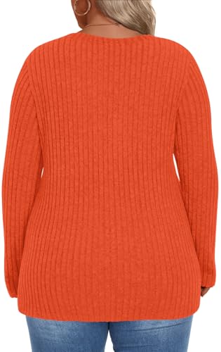 Image of HOTGIFT Womens Plus Size Sweater Tops Long Sleeve Crewneck Casual Tunic Shirts Buttons XL-5XL Blouse Soft Comfy Fashion