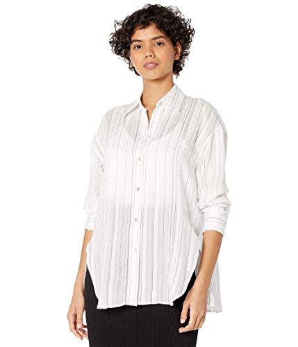 Chemise drapée rayée boutonnée Vince pour femme en taille M