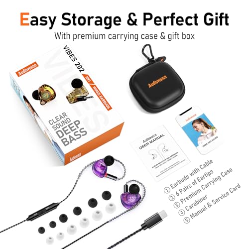 Image of Audiovance Vibes 202ML HiFi Wired Earbuds for iPhone 14 /13 /12 /11 /X, Pro Max