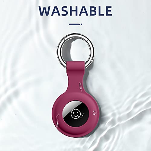 Dirrelo Airtag Keyring Compatible with Apple Airtag Holder Case, 4 Pack Silicone Case Tracker keychain Key Ring for Men Women, Safety Anti-lost Protector Case Cover, Black+Green+Blue gray+Red - Image 6