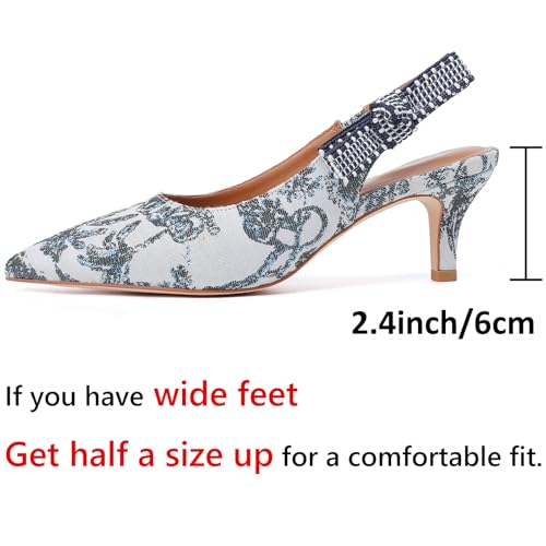 Image of RIBONGZ Sexy Slingback Pumps Elegant Dressy Heels for Women Closed Toe Pointy High Heels Wedding Bride Prom Party Evening Shoes
