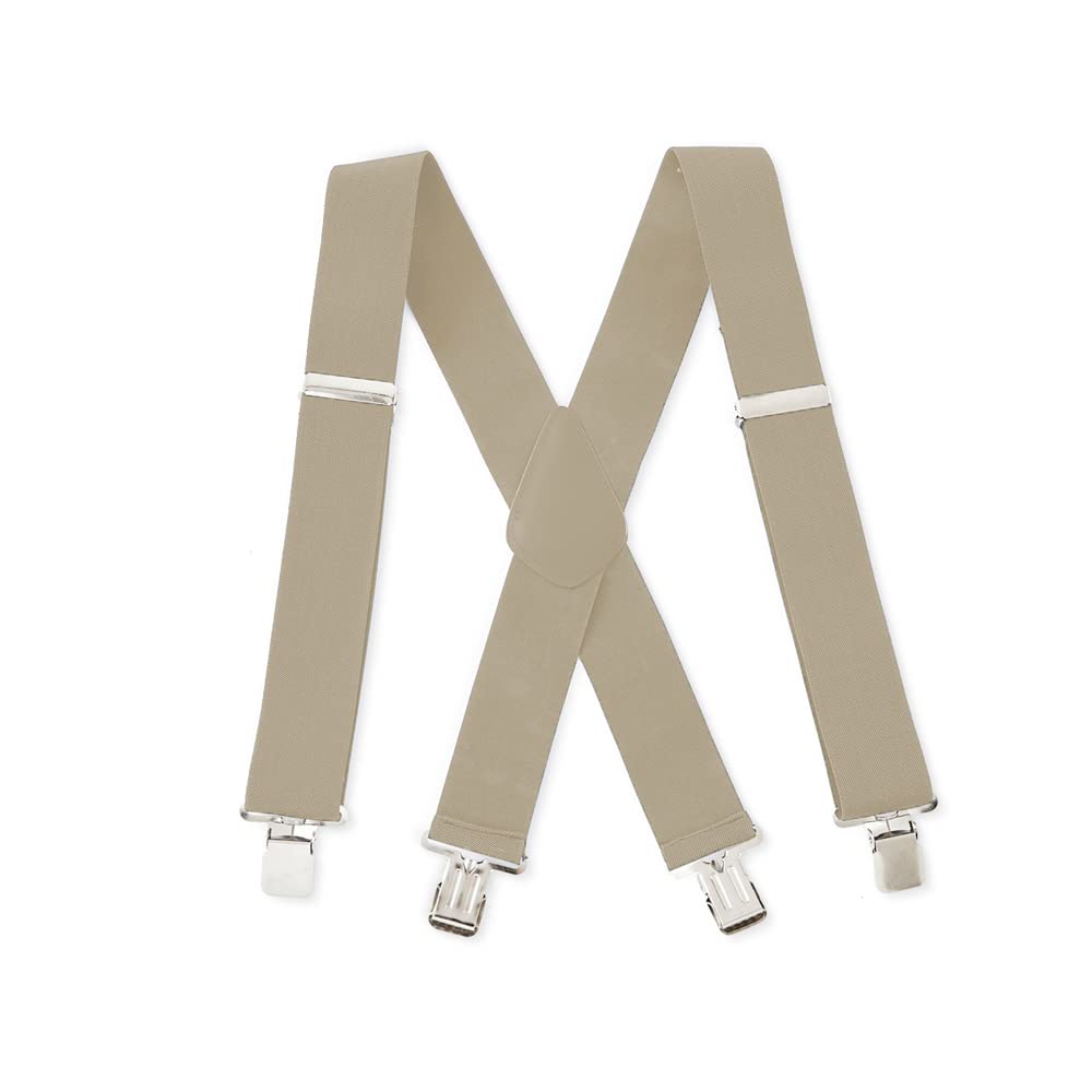 Easylife Lifestyle Solutions Men's Beige Easylife Braces For Trousers, Extra Wide Suspenders, Heavy Duty Braces For Trousers With Strong Clips, - Fully Guaranteed | One-Size