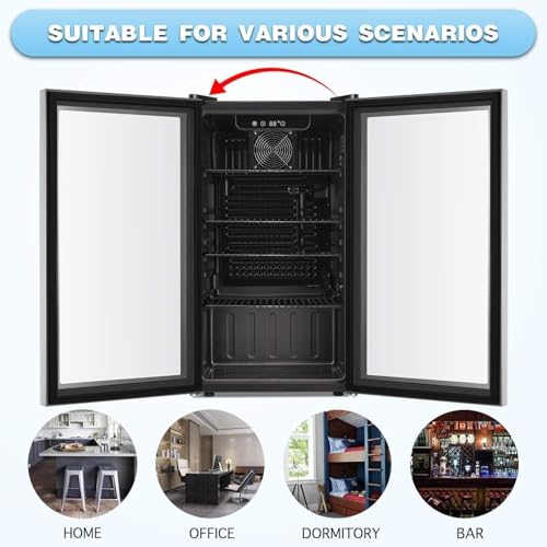 Antarctic Star Beverage Refrigerator Cooler -120 Can Glass Door Mini Fridge, for Soda Cola Beer or Wine Constant Glass Door Small Drink Dispenser Clear Front Door for Home, Bar 3.2cu.ft