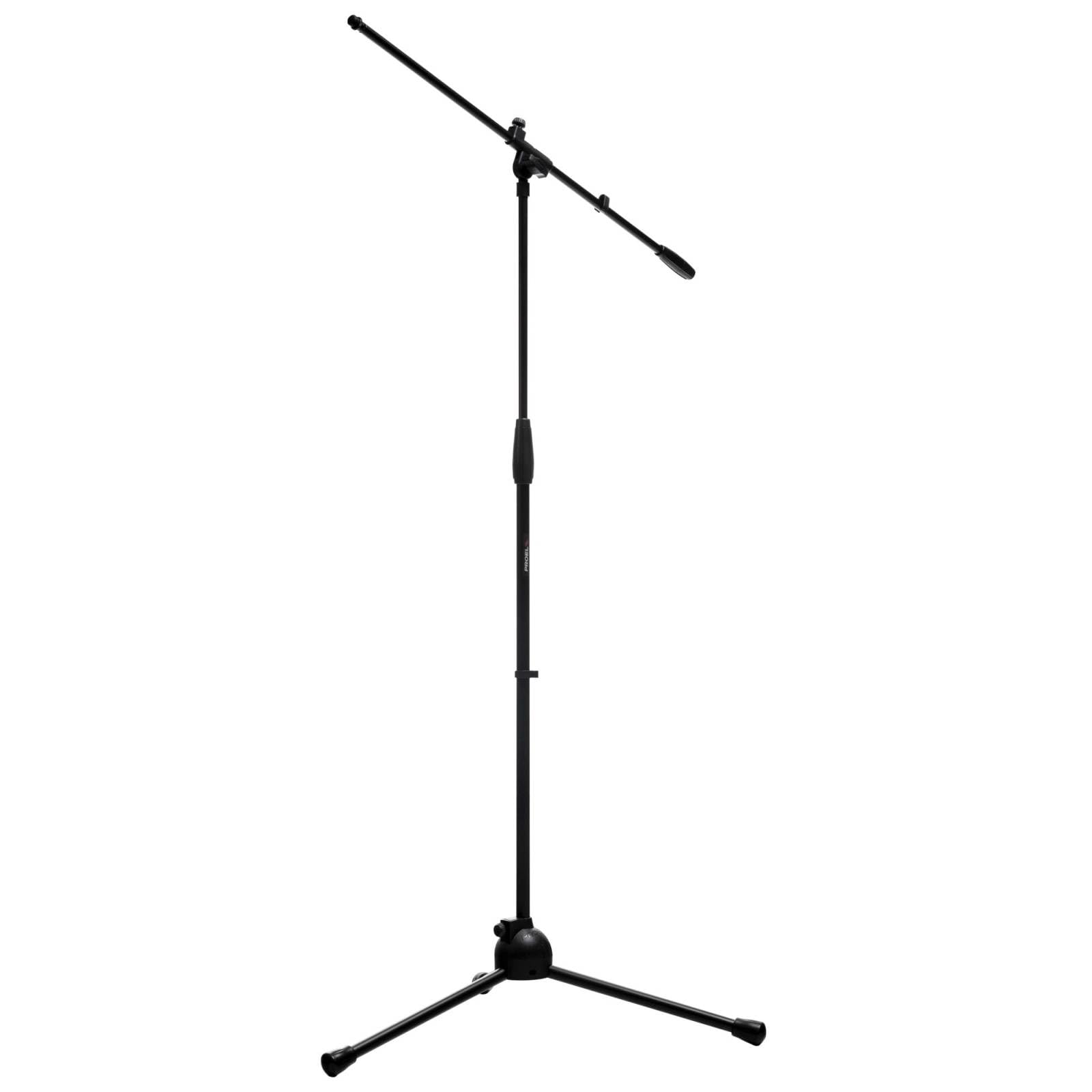 proel rsm180 professional grade- microphone stand with fixed boom arm | nylon 6.6 reinforced tripod base | durable stage mic stand | matt black