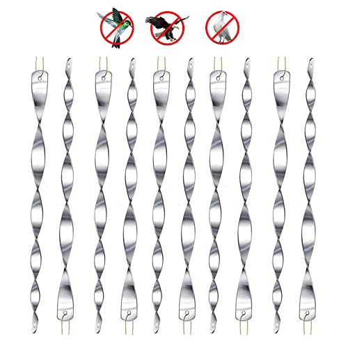 May Huang 12 Piezas Varillas Reflectantes Repelentes de Pájaros,Ahuyentador de Pájaros Repelente de Aves 30cm Espiral de Viento Reflectante,para Evitar Que Las Aves Protejan Flores y Jardines Cover