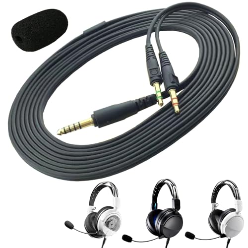 V-MOTA Replacement Audio Headphone Cable + Windproof Microphone Cotton Compatible with ATH-GDL3, ATH-GL3, ATHGL3, ATHGDL3 Multimedia Gaming Headsets (for PC/Gaming 3M)