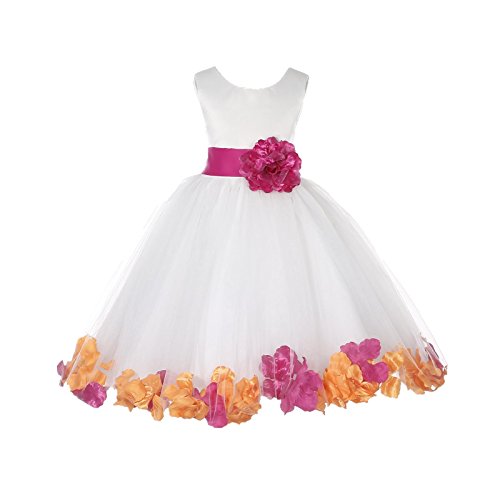 Wedding Pageant Mixed Petals Ivory Flower Girl Dress Toddler Easter Holiday 302t 12