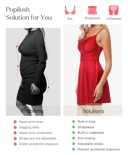 Image of Popilush Mini Corset Dress with Built in Bra, A-line Shapewear Dresses | Spaghetti Strap, Birthdays, Celebrations, Cocktail Parties and Date Nights