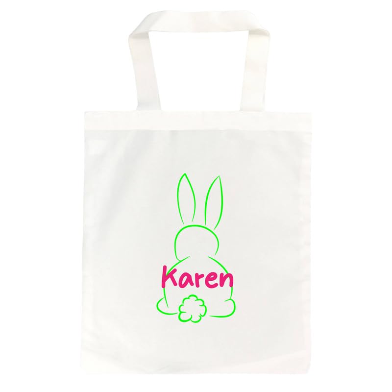 Personalized Passion Canvas Tote Bag for Easter - Bunny-Themed Large Bags with Handles - White Canvas Tote - Custom Easter Egg Hunt Totes - Reusable