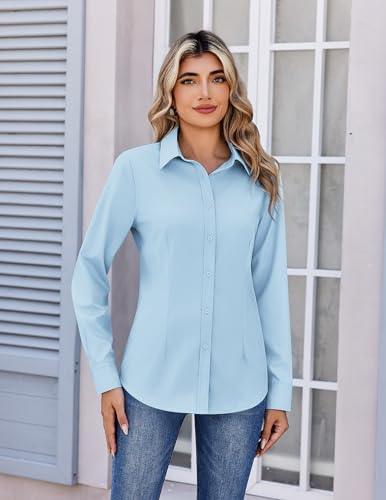 Image of Zeagoo Women's Wrinkle Free Button Down Shirts Long Sleeve Dress Shirts Collared Business Casual Blouses Tops XS-3XL