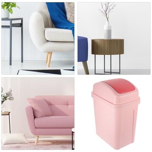 Caneca de basura plástica grande con tapa abatible rosa miniatura 7