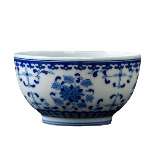 Kungfu filiżanka do herbaty niebieski i biały porcelanowy okrągły kwiat Arhat kubek ceramiczny herbata osobista mała miska pojedyncza ręcznie malowana gospodarz małe filiżanki do herbaty
