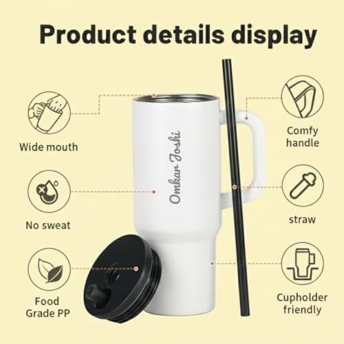 Image of Giftana Rakhi Gift Set for Brother, Personalized Coffee Tumbler 710ml, RadhaKrishna Rakhi with Brownie Brittle, Roli Chawal Set for Raksha Bandhan Gift for Brother, Bhai (White)