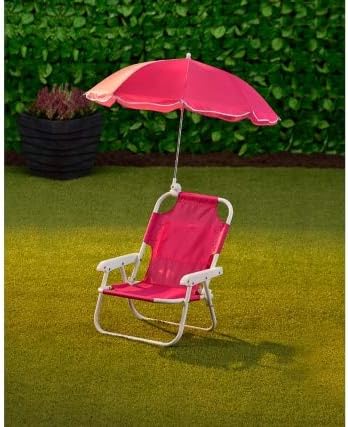 Kids Patio Furniture Chair Umbrella Children's Sun Lounger Seat Garden Parasol (Pink)