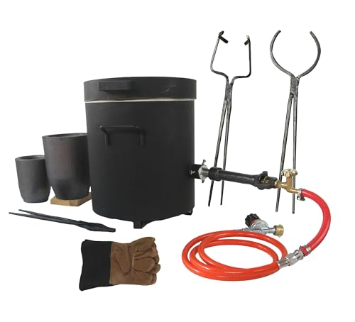 Kit de four de fusion au gaz propane avec creusets et pince à creuset 16 kg/6 kg – Four professionnel en métal pour aluminium/cuivre/or/argent (jusqu'à...