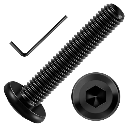 Mywish M6 x 35mm 20Pcs Flat Head Hex Socket Cap Screws Bolts, 304 Stainless Steel Furniture Bolts Full Thread, Black Oxide & Hex Spanner