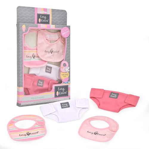 John Adams | Tiny Tears - Bibs & Nappies Set: One of the UKs best loved doll brands! | Nurturing Doll Accessories | Ages 18m+ Pink