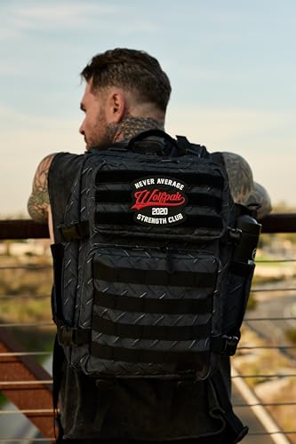 Image of WOLFpak 25L Athletic Gym Backpack (Strength Club) Durable 1000D Waterproof Oxford Material w /MOLLE Webbing, Laptop Pocket & Dual Cup Holders, Durable Fitness /Travel /Military Daypack