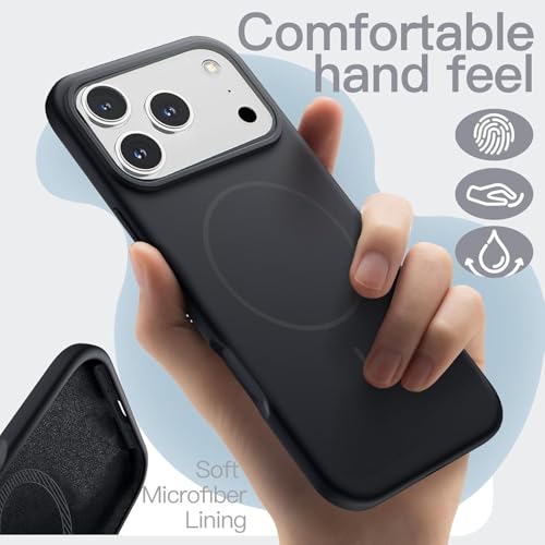 Image of mobistyle Magnetic Silicone Back Cover for iPhone 17 Pro Max 6.9-Inch, Compatible with Mag-Safe, Silky Soft Touch, Shock Absorbing Phone Cover Case with Camera Lens Protection (Black)