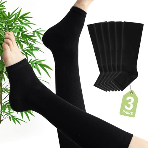 Toeless Compression Socks Women Men (3Pairs) 20-30 mmHg Open Toe Compression Sock Stockings for Circulation Varicose