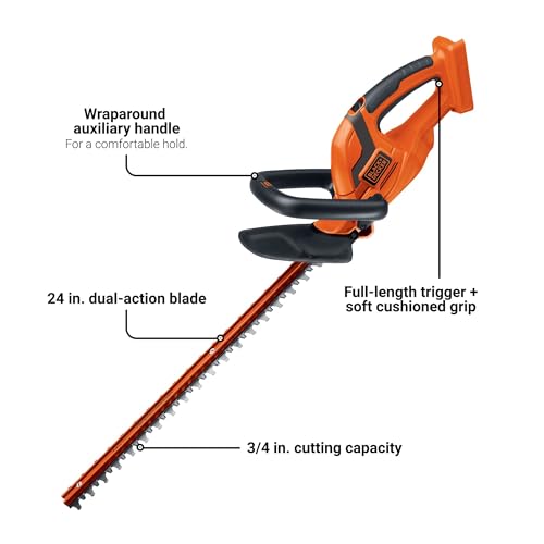 BLACK+DECKER 40V MAX* 24 in. cordless hedge trimmer with POWERDRIVE Review product image