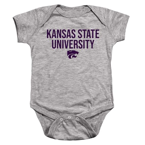Kansas State University Official Stacked Unisex Infant Snap Suit for Baby,Athletic Heather, 6 Months
