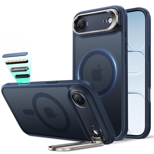 Image of ESR for iPhone Air Case with Stash Stand, Camera Control Cover Compatible with MagSafe, Military-Grade Drop Protection Magnetic Phone Case for iPhone 17 Air, Scratch-Resistant Back Cover,Frosted Blue