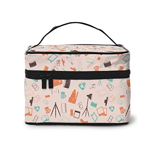 Retro Camera Tripod Travel Cosmetic Bag Large Capacity Waterproof Organizer For Women And Girls