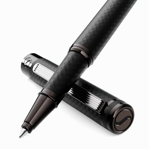 Scriveiner All Black Rollerball Pen - Stunning Luxury All Metal Matt Black Pen, Schmidt Ink Refill,...