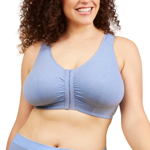 Image of LEADING LADY, Meryl, Front-Closure Cotton Bra, Comfort Sleep for Women, Breathable, Unlined, Full Coverage, Wireless, 36A-56H