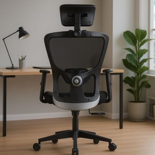 Image of Varaha Vayu BIS Certified Ergonomic Office High Back Chair | 5 Year Warranty | Adjustable 2D Headrest, 1D PU Armrest, Seat Sliding Mechanism with 3 Multilock Recline |Gaming Desk Chair for Home |Black