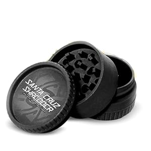 Santa Cruz Shredder Grinder for Herbs Knurled Top for Stronger Grip 3-Piece 2.2″ (Black)