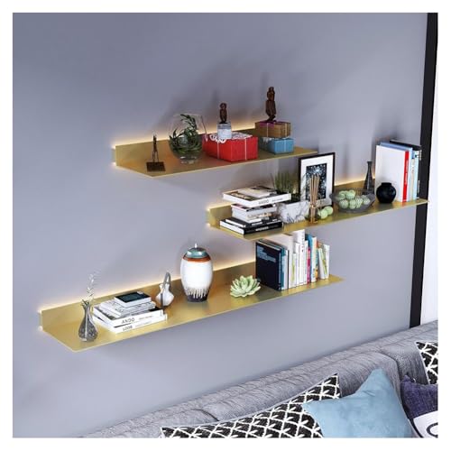 Étagère murale LED dorée 50x15x6 cm avec transformateur intégré pour bar et bain